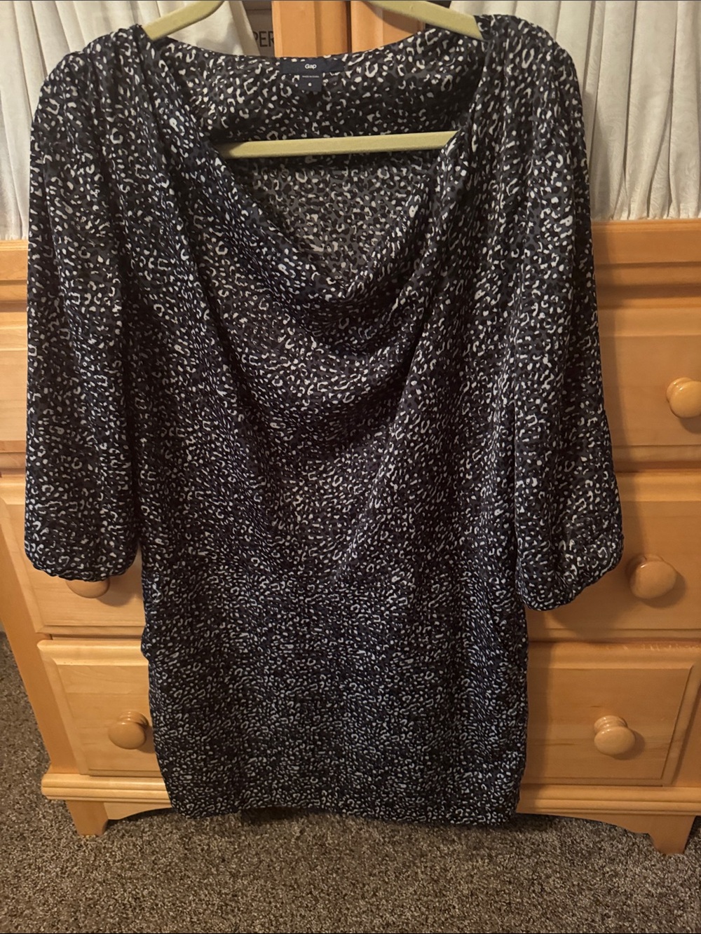 GAP Black and White Cowl-Neck Midi Dress
